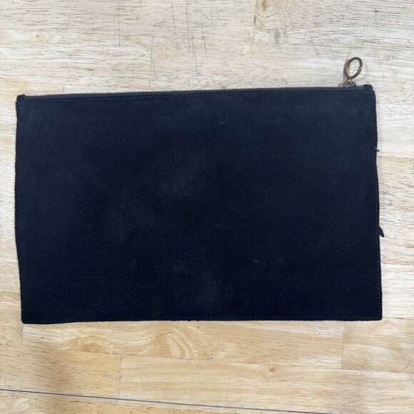 Madewell Suede Fringe Clutch Zipper Bag Western Cowgirl Boho Southwest Black - Picture 3 of 10